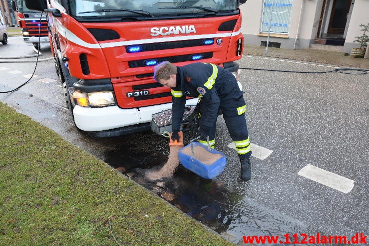 Bilbrand. Gormsgade i Jelling. 3/03-2015. Kl. 11:03.