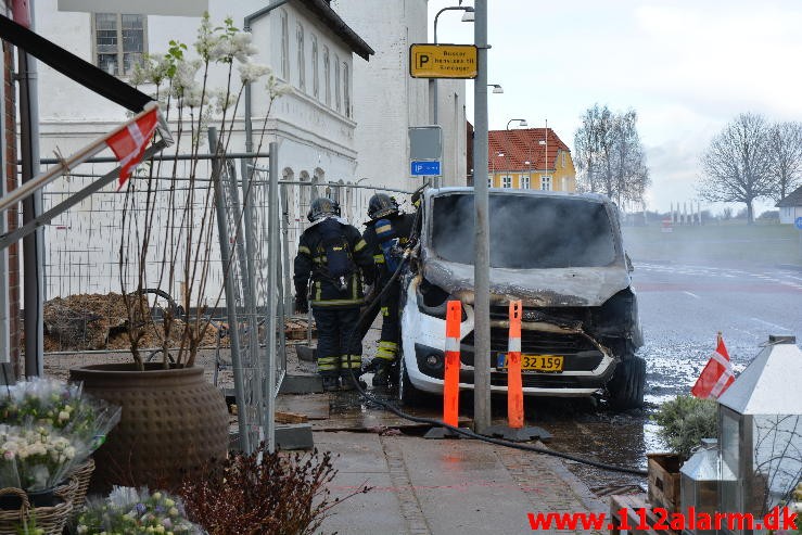 Bilbrand. Gormsgade i Jelling. 3/03-2015. Kl. 11:03.