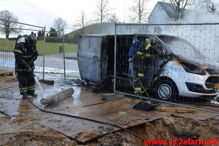 Bilbrand. Gormsgade i Jelling. 3/03-2015. Kl. 11:03.