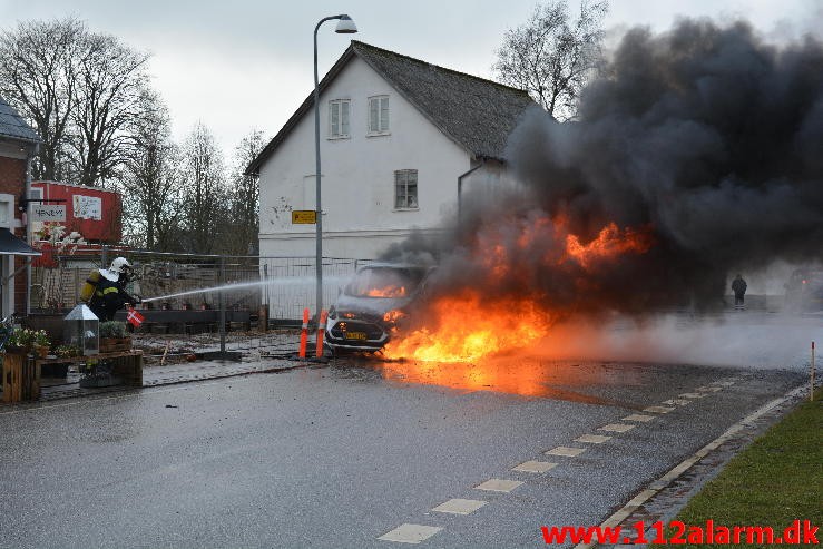 Bilbrand. Gormsgade i Jelling. 3/03-2015. Kl. 11:03.