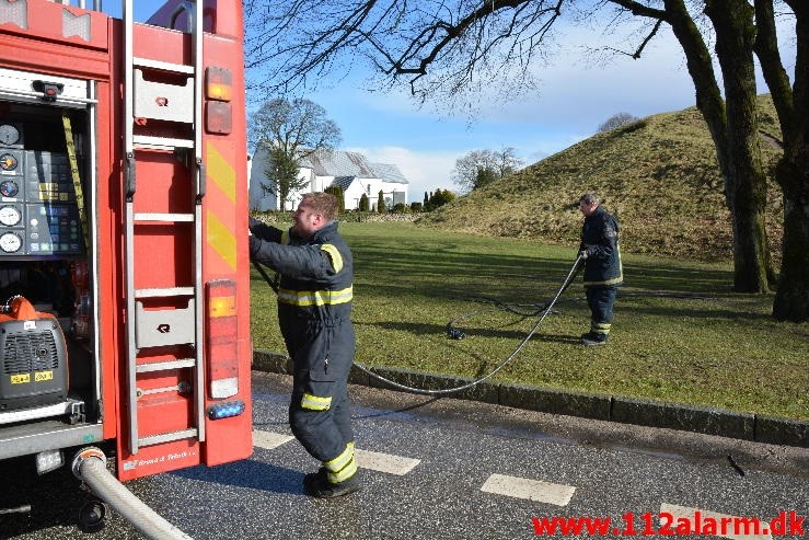 Bilbrand. Gormsgade i Jelling. 3/03-2015. Kl. 11:03.