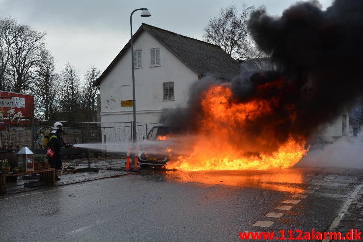 Bilbrand. Gormsgade i Jelling. 3/03-2015. Kl. 11:03.