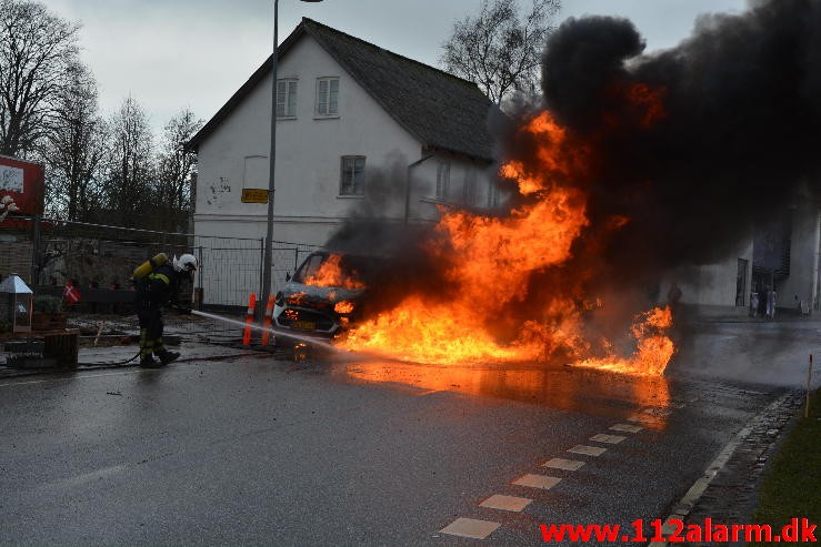 Bilbrand. Gormsgade i Jelling. 3/03-2015. Kl. 11:03.