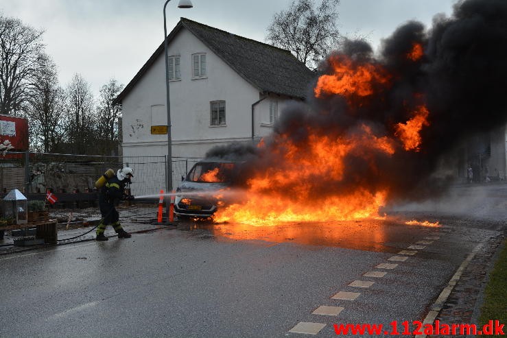 Bilbrand. Gormsgade i Jelling. 3/03-2015. Kl. 11:03.