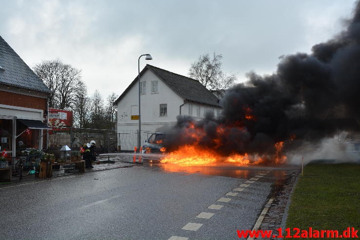 Bilbrand. Gormsgade i Jelling. 3/03-2015. Kl. 11:03.