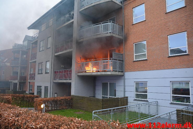 Brand Etageejendom. Grønnegade i Vejle. 10/04-2015. KL. 06:42.