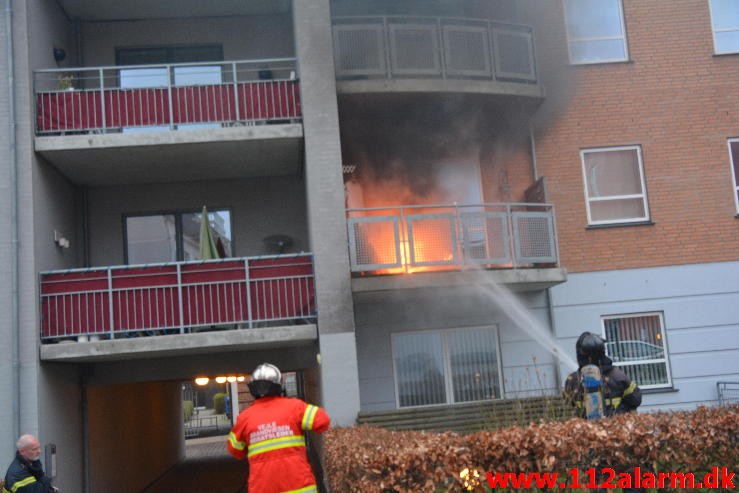 Brand Etageejendom. Grønnegade i Vejle. 10/04-2015. KL. 06:42.