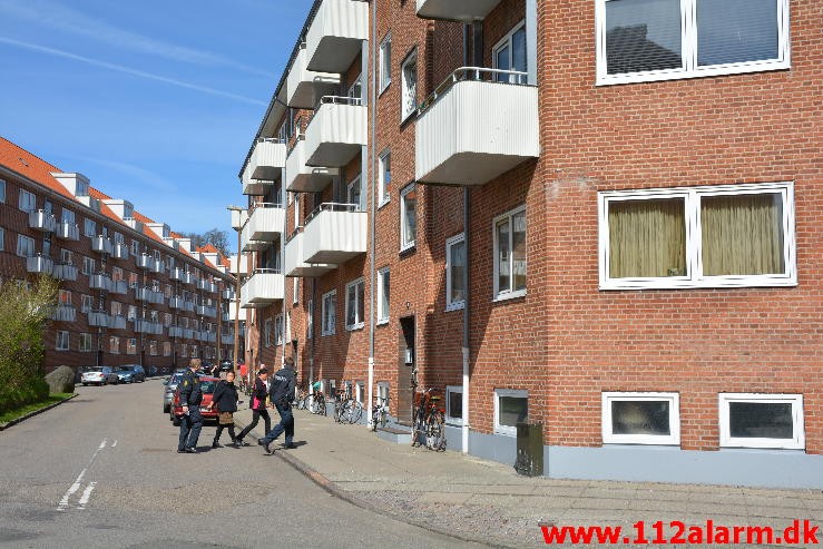 Brand Etageejendom. Mindegade 25 i Vejle. 20/04-2015. Kl. 13:23.