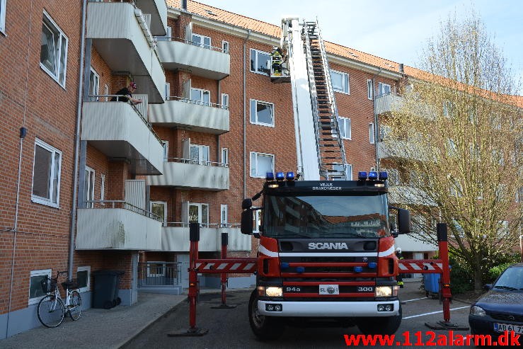 Brand Etageejendom. Mindegade 25 i Vejle. 20/04-2015. Kl. 13:23.