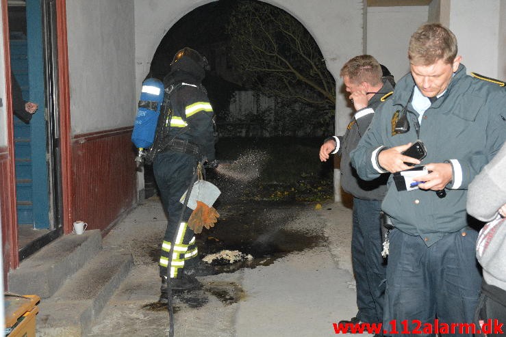 Brand i Etageejendom. Langelinie 4 i Vejle. 21/04-2015. Kl. 21:22.