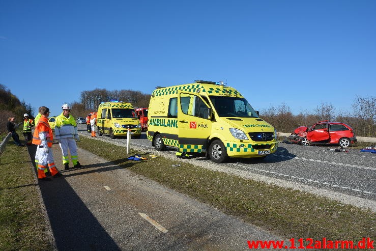 Alvorligt trafikulykke. Vingstedvej ved Vingsted. 09/04-2015. KL. 16:23.