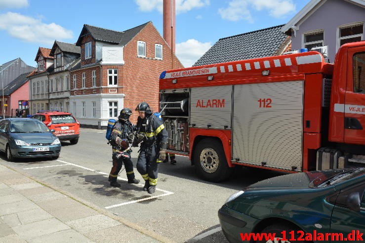 Brand i etageejendom. Langelinie 15 i Vejle. 02/05-2015. Kl. 14:34.