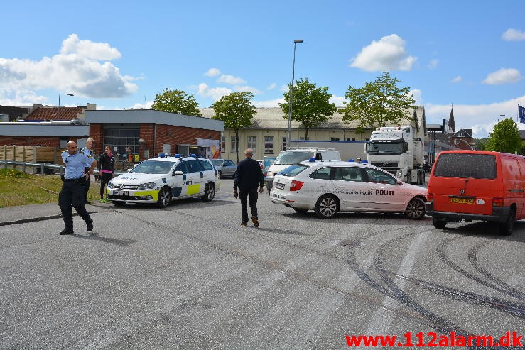 Brand i Industri. Strandgade 35 i Vejle.  19/05-2015. KL. 15:37.