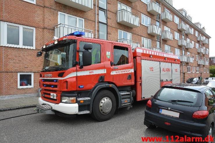 Bilbrand. Haraldsgade i Vejle. 29/05-2015. Kl. 11:40.