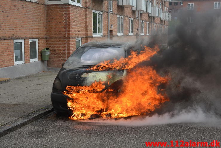 Bilbrand. Haraldsgade i Vejle. 29/05-2015. Kl. 11:40.