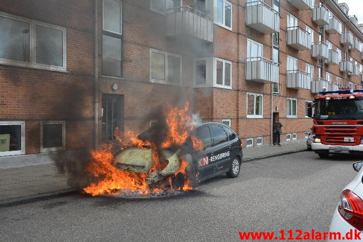 Bilbrand. Haraldsgade i Vejle. 29/05-2015. Kl. 11:40.