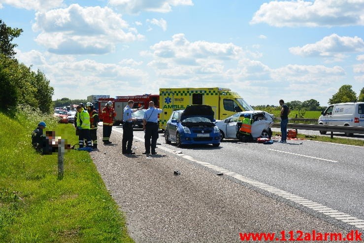 Færdselsuheld med fastklemt. Motorvejen E45 i nordgående. 12/06-2015 Kl. 15:01.