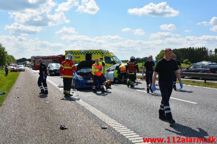 Færdselsuheld med fastklemt. Motorvejen E45 i nordgående. 12/06-2015 Kl. 15:01.