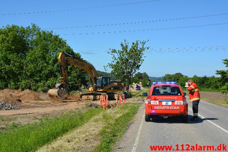 Gasledningsbrud. Vardevej Ved Knabberup. 12/06-2015. KL. 10:24.