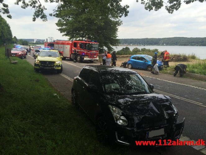 FUH med fastklemt. Ibæk Strandvej i Vejle. 07/07-2015. Kl. 15:22.