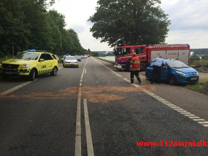 FUH med fastklemt. Ibæk Strandvej i Vejle. 07/07-2015. Kl. 15:22.