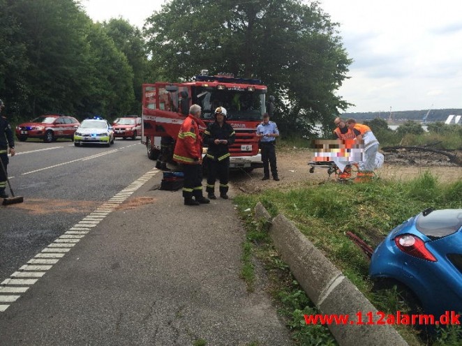 FUH med fastklemt. Ibæk Strandvej i Vejle. 07/07-2015. Kl. 15:22.