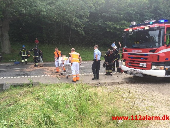 FUH med fastklemt. Ibæk Strandvej i Vejle. 07/07-2015. Kl. 15:22.