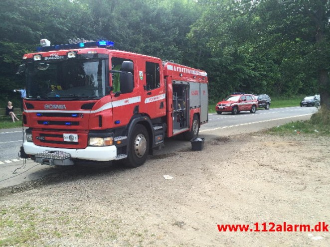 FUH med fastklemt. Ibæk Strandvej i Vejle. 07/07-2015. Kl. 15:22.