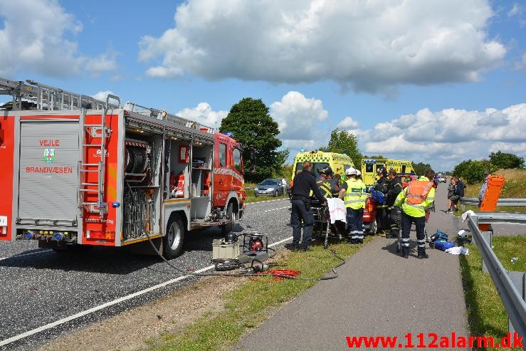 FUH med fastklemt. Viborg Hovedvej 91 Tørring. 18/07-2015. Kl. 11:18.