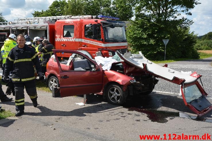 FUH med fastklemt. Viborg Hovedvej 91 Tørring. 18/07-2015. Kl. 11:18.