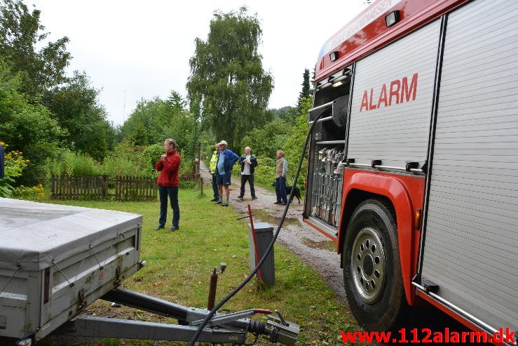 Brand i Kolonihavehus. Nordly i Vejle. 28/07-2015. Kl. 14:06.