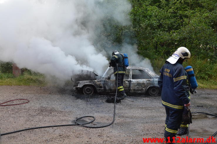 Bilbrand i det fri. Munkebjergvej ved Munkebjerg. 05/08-2015. Kl. 5:24.