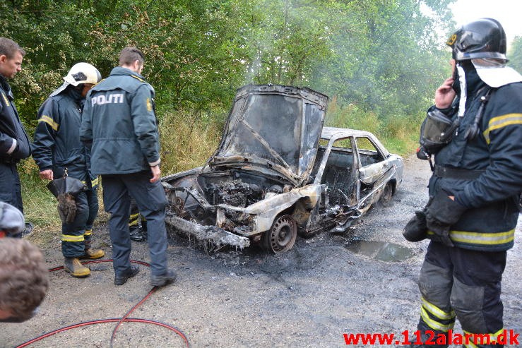 Bilbrand i det fri. Munkebjergvej ved Munkebjerg. 05/08-2015. Kl. 5:24.