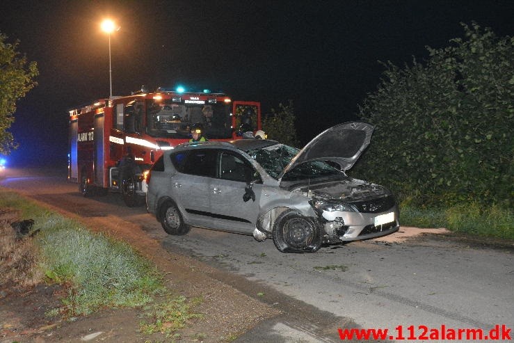 FUH med fastklemt. Horstedvej ved Skærup. 16/08-2015. Kl. 01:20.