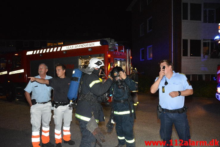 Brand i Etageejendom. Pilevænget 18 i Vejle. 16/08-2015. Kl. 22:08.