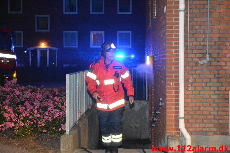 Brand i Etageejendom. Pilevænget 18 i Vejle. 16/08-2015. Kl. 22:08.