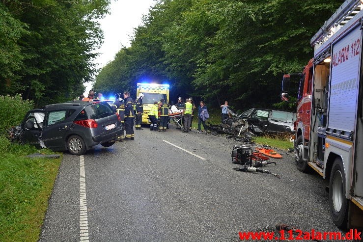 FUH med fastklemt. Skanderborgvej ved Rask Mølle. 25/08-2015. Kl. 15:44.