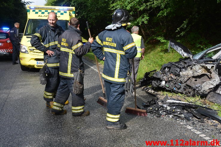 FUH med fastklemt. Skanderborgvej ved Rask Mølle. 25/08-2015. Kl. 15:44.