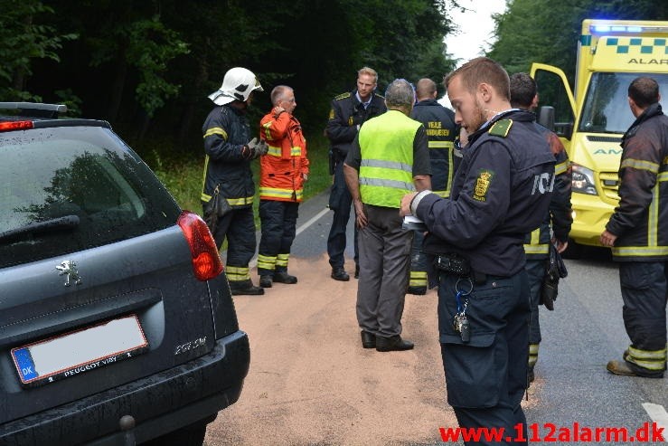 FUH med fastklemt. Skanderborgvej ved Rask Mølle. 25/08-2015. Kl. 15:44.