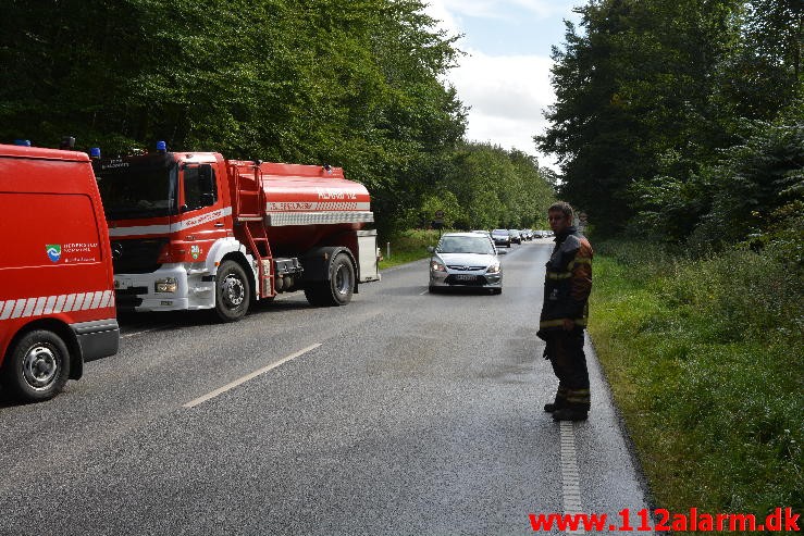 FUH med fastklemt. Skanderborgvej ved Rask Mølle. 25/08-2015. Kl. 15:44.