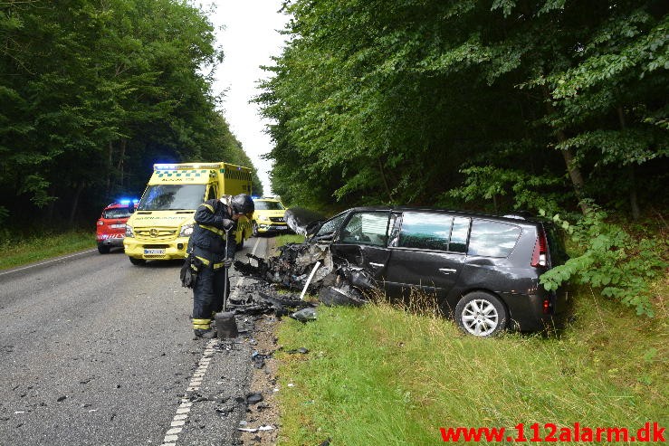 FUH med fastklemt. Skanderborgvej ved Rask Mølle. 25/08-2015. Kl. 15:44.