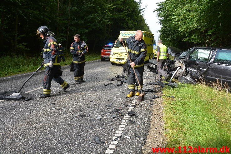 FUH med fastklemt. Skanderborgvej ved Rask Mølle. 25/08-2015. Kl. 15:44.