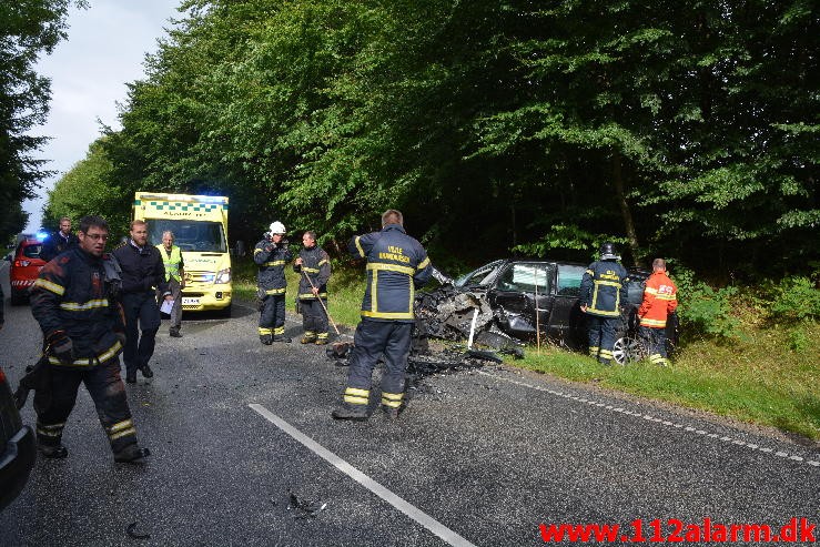 FUH med fastklemt. Skanderborgvej ved Rask Mølle. 25/08-2015. Kl. 15:44.