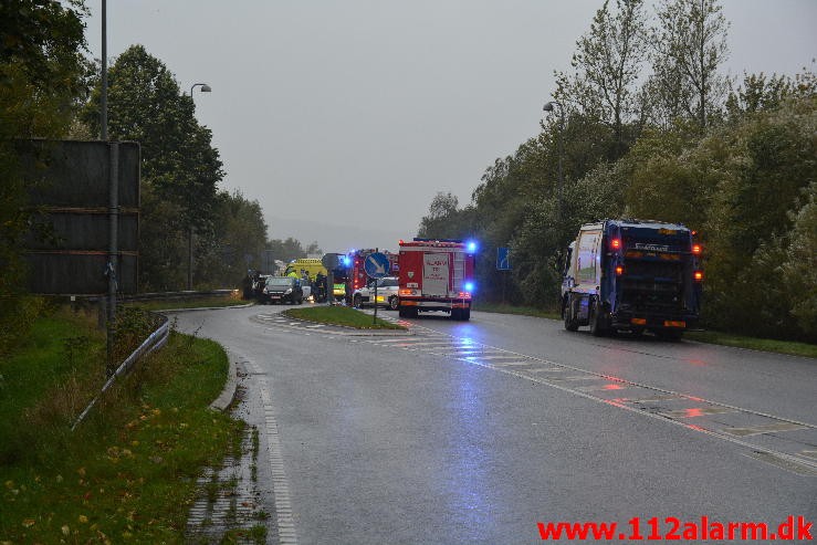 FUH med fastklemt. Bredstenvej lige før Vejle. 07/10-2015. Kl. 07:59.