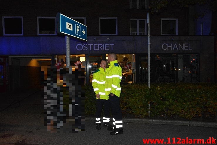 Brand i Etageejendom. Søndertorv 10 i Vejle. 10/10-2015. Kl. 03:02.