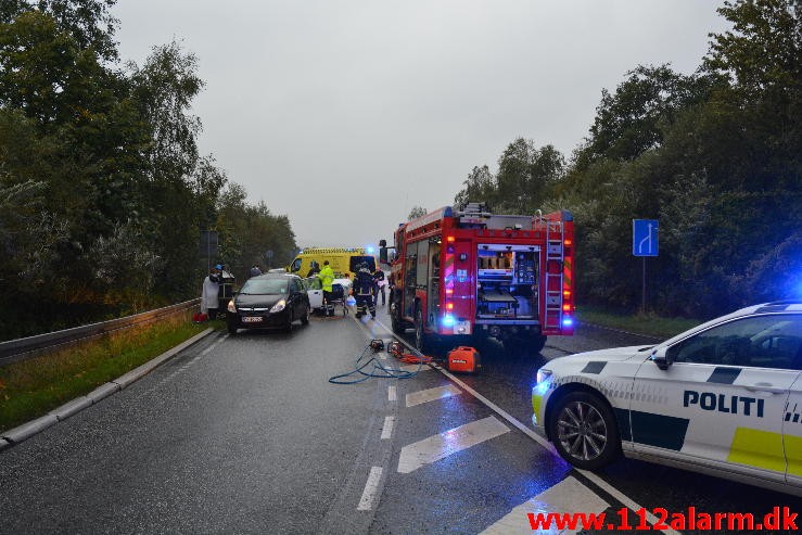 FUH med fastklemt. Bredstenvej lige før Vejle. 07/10-2015. Kl. 07:59.