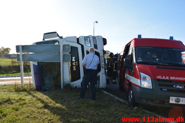 Fuh med fastklemt. Skanderborgvej ved Lindved. 23/10-2015. Kl. 14:19.