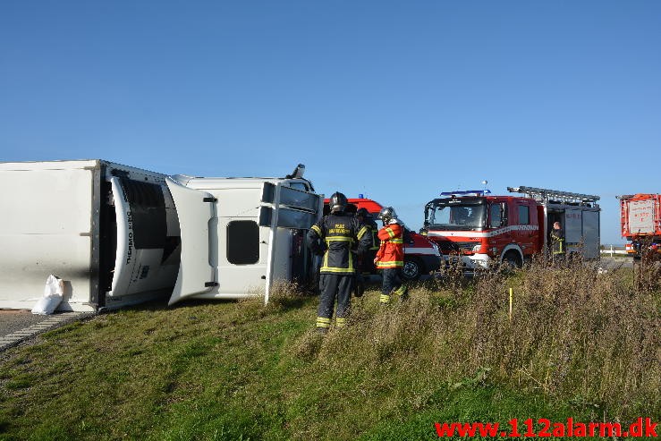 Fuh med fastklemt. Skanderborgvej ved Lindved. 23/10-2015. Kl. 14:19.