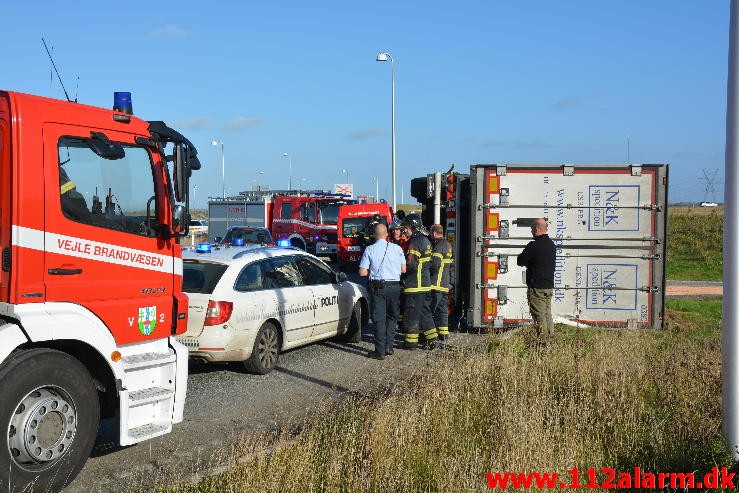 Fuh med fastklemt. Skanderborgvej ved Lindved. 23/10-2015. Kl. 14:19.