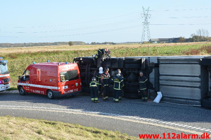 Fuh med fastklemt. Skanderborgvej ved Lindved. 23/10-2015. Kl. 14:19.